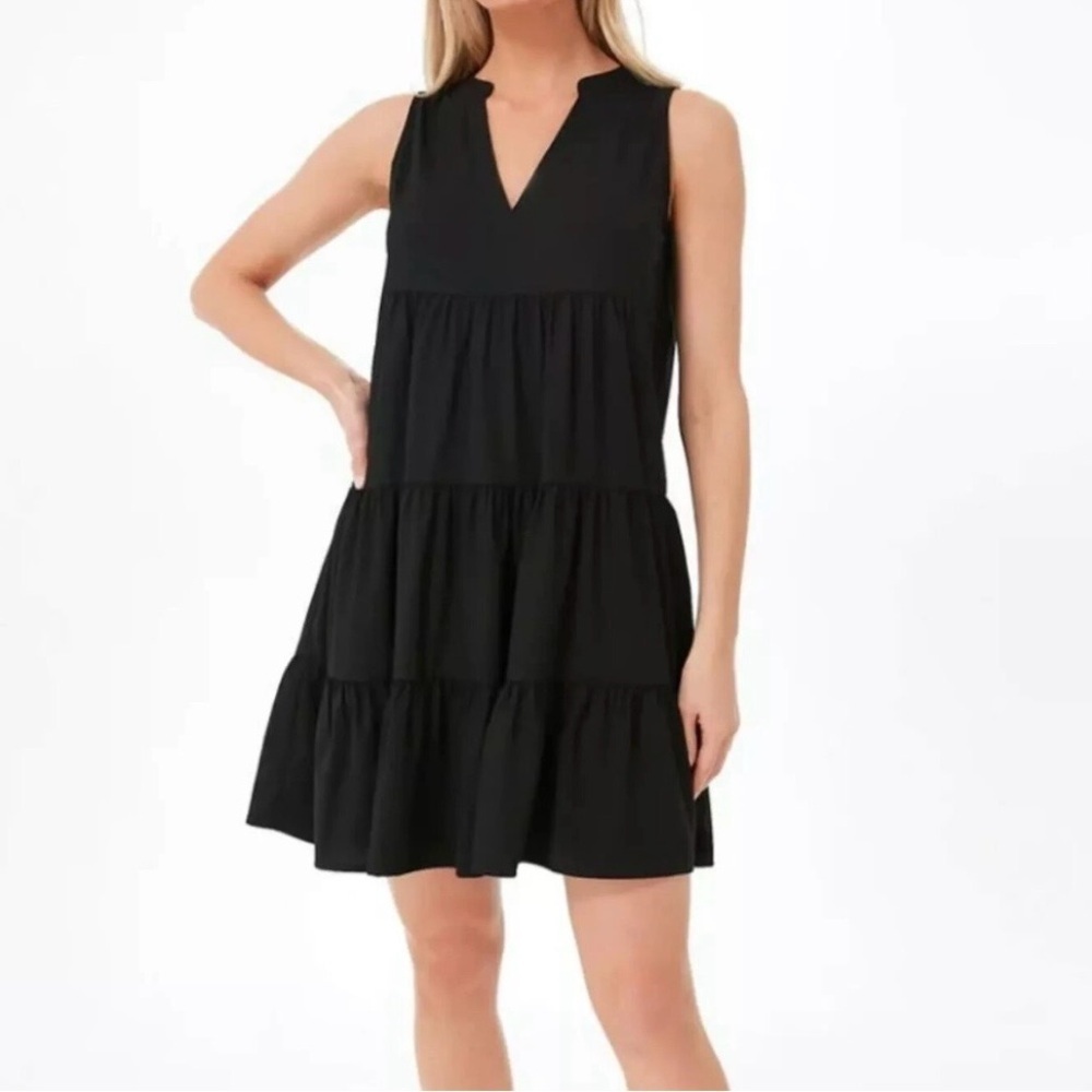 Pomander Place Tuckernuck Kenzo Swing Tiered Black Crepe Dress Size XS